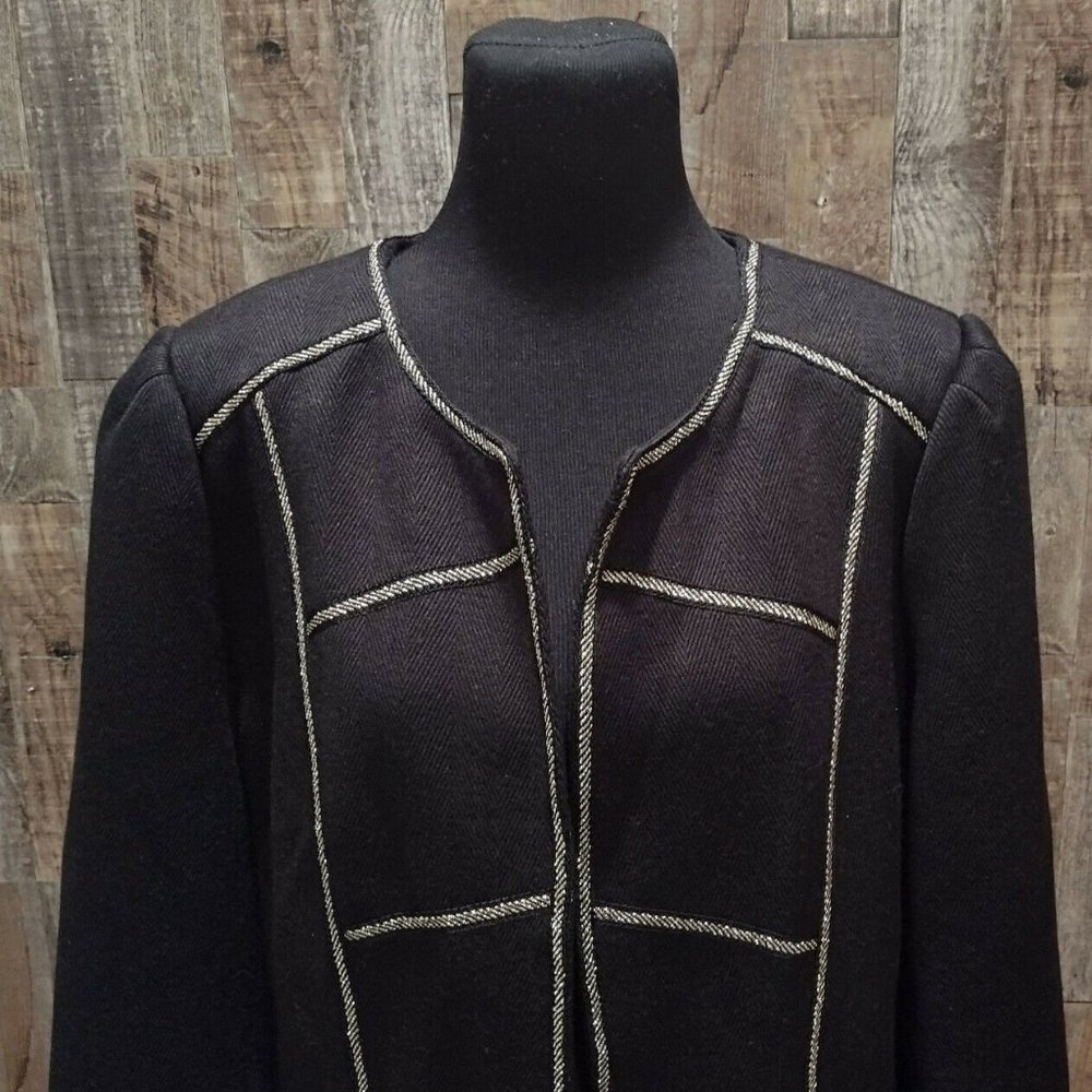 NWT CHICOS BLACK METALLIC GOLD TRIM WOMENS BLAZER JACKET CHICOS SZ 3 XL 16 NEW
